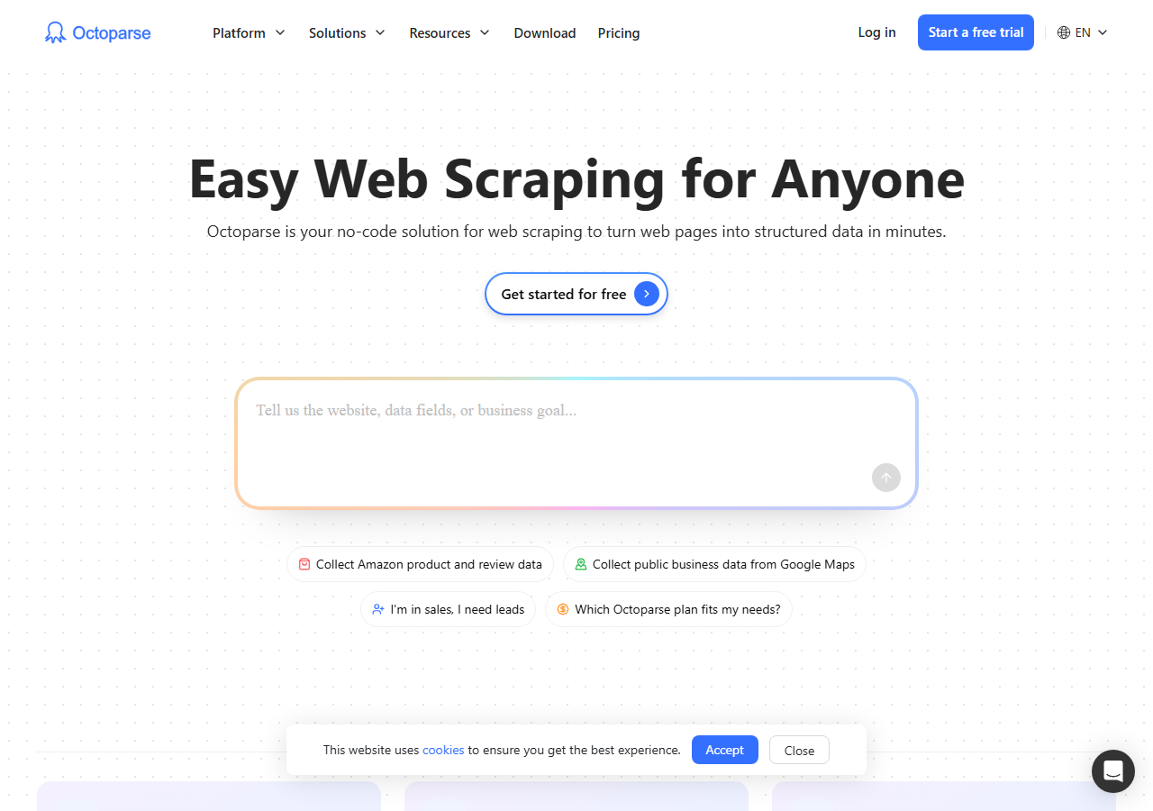 Octoparse no-code Twitter search scraper