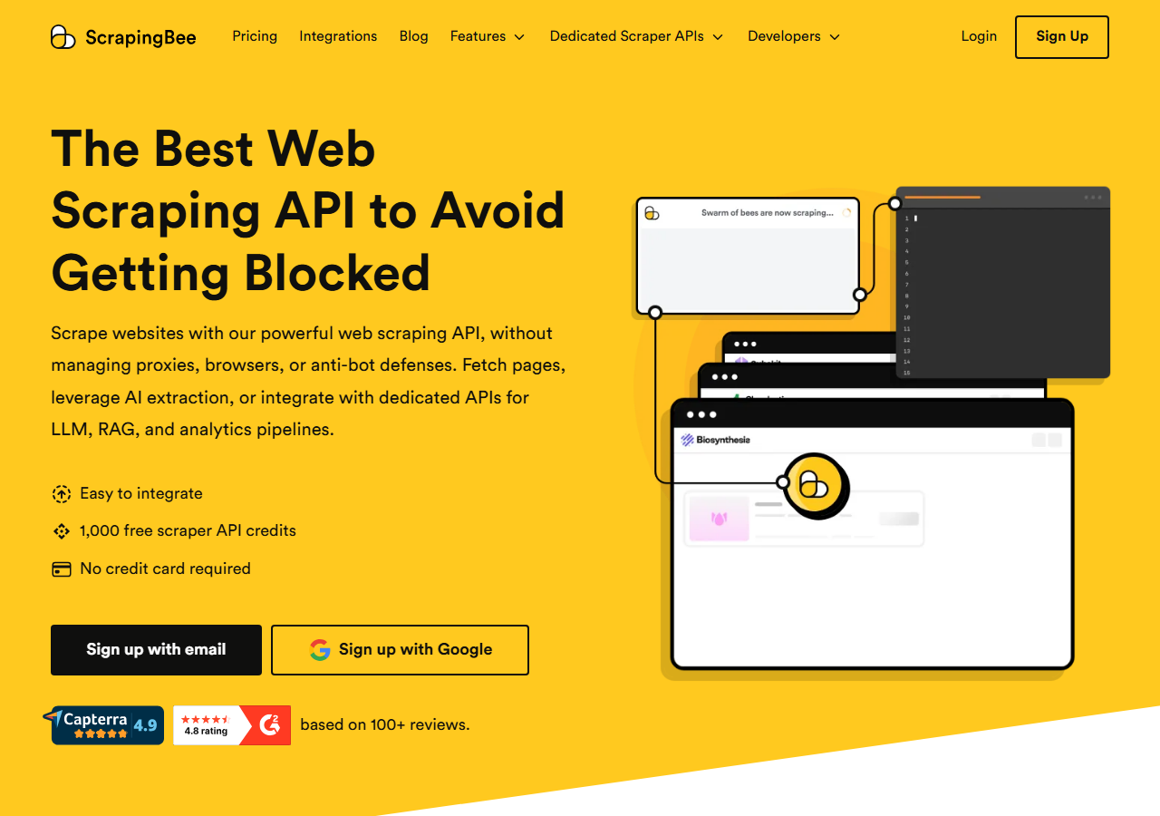 ScrapingBee Twitter search scraper homepage